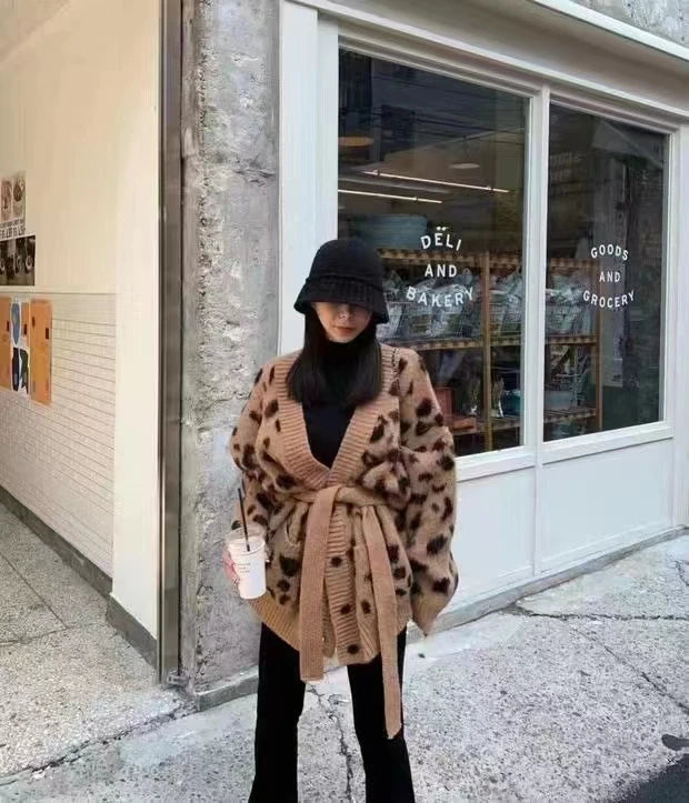 Cardigan lana animalier