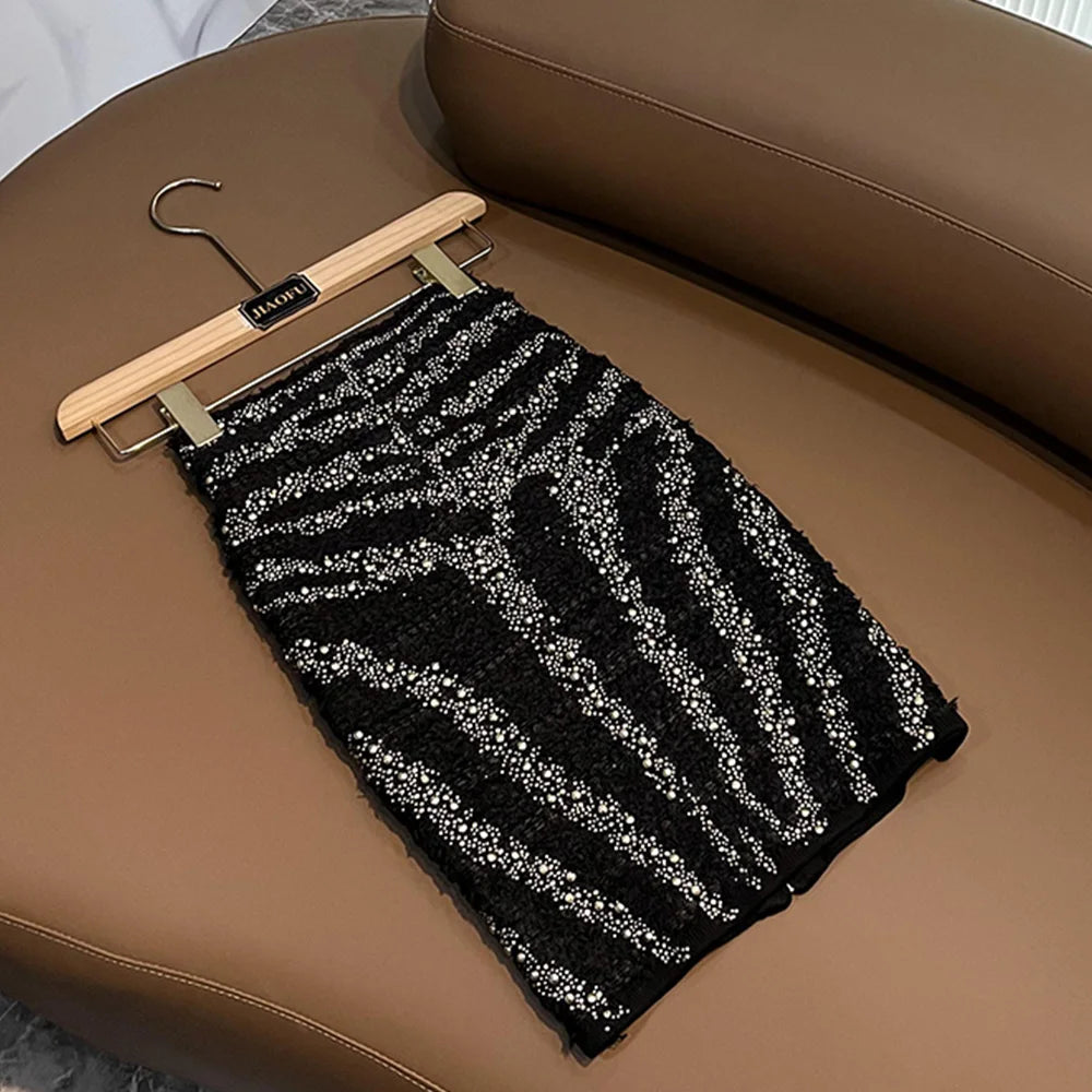 Completo tessuto elasticizzato perline applicate