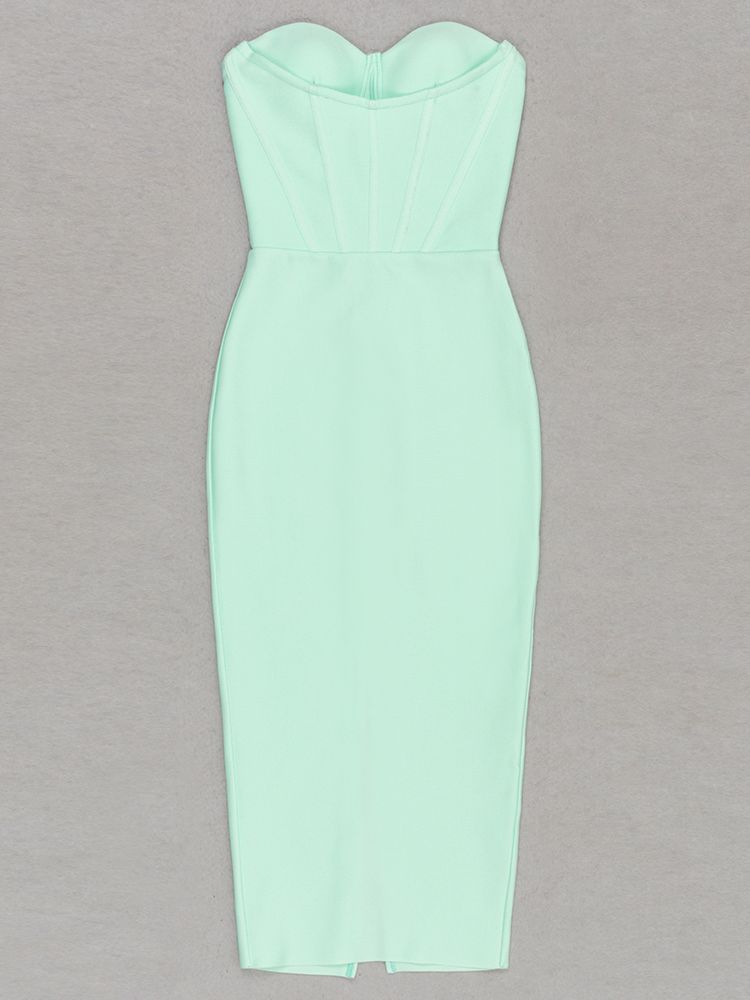 Abito longuette tessuto bandage scollato