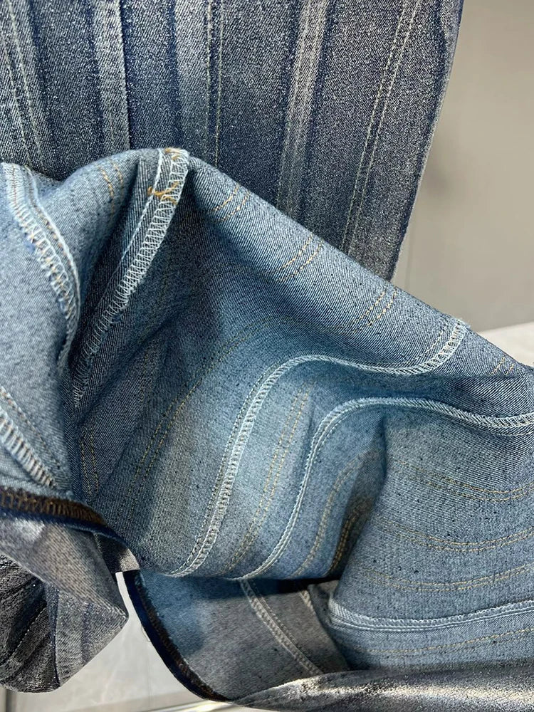 Abito elasticizzato in denim spalmato silver