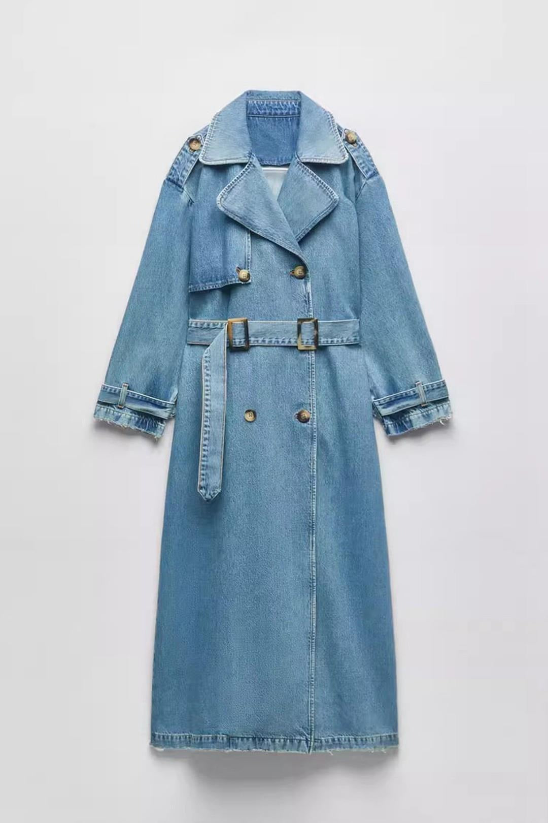 Trench coat in denim