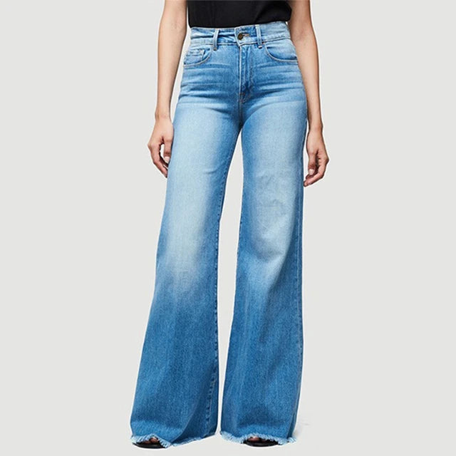Jeans a vita alta gamba larga