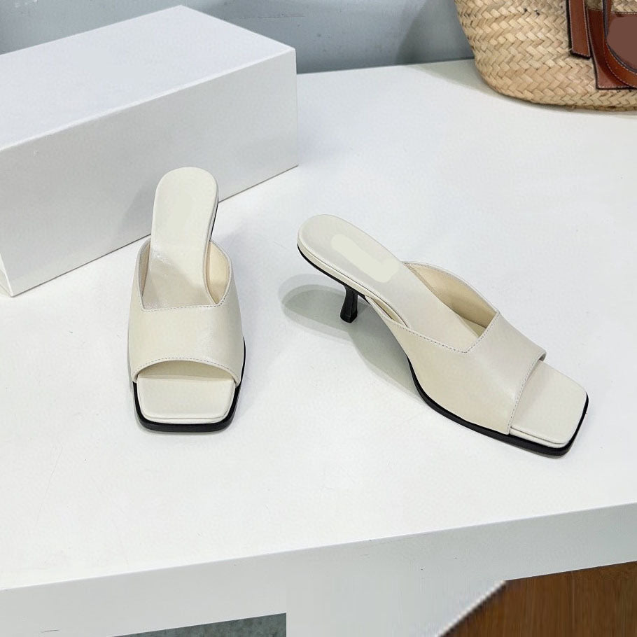 Sabot in pelle base quadrata