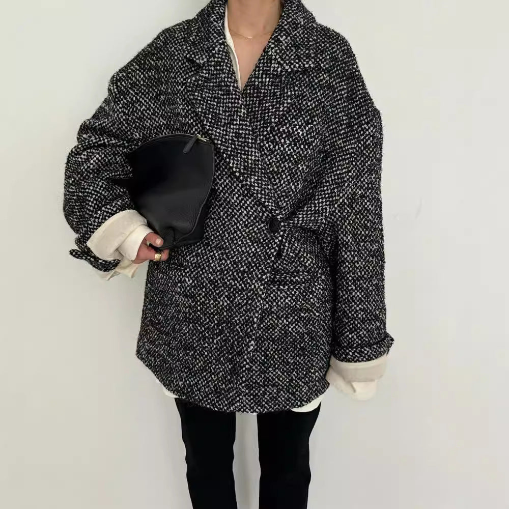 Blazer over tessuto spinato pesante