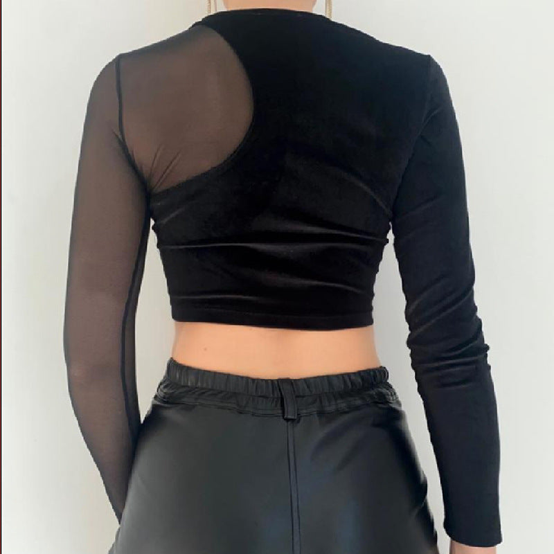 Maglia crop trasparenze