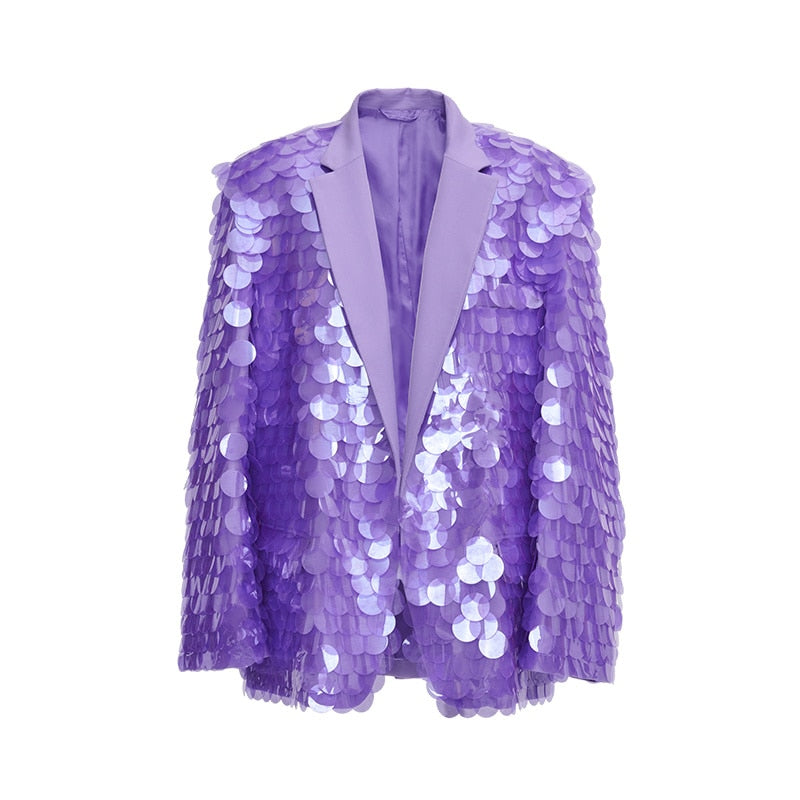 Blazer taglio over macro pailettes
