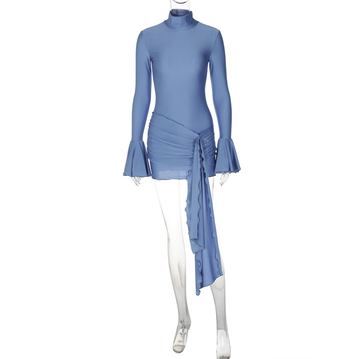 Abito tessuto lucido manica a campana