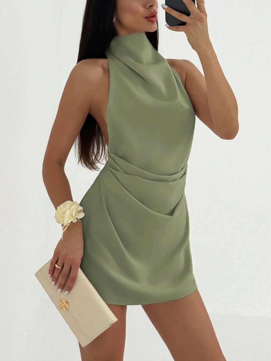 Mini abito drappeggiato schiena nuda