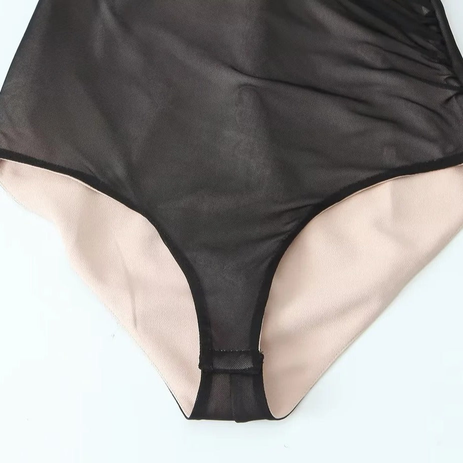 Body in velo con drappeggio