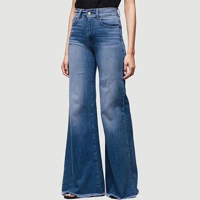 Jeans a vita alta gamba larga