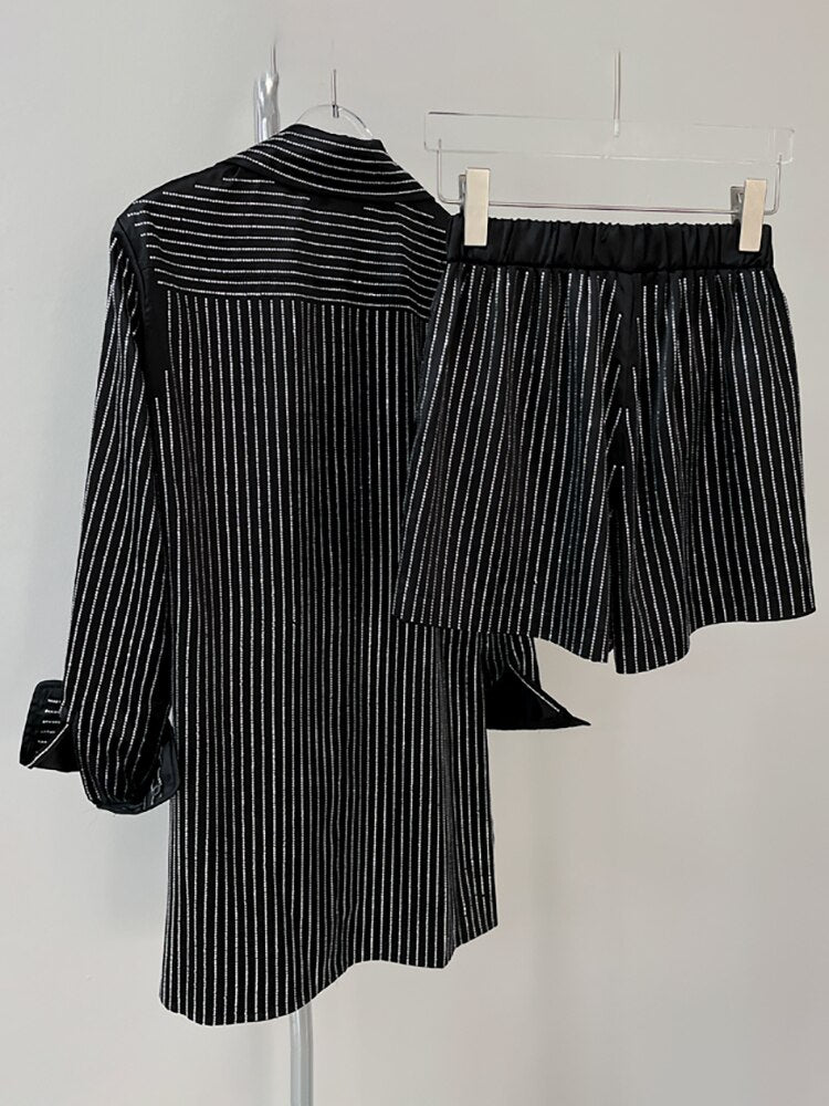 Completo gessato luminoso camicia e short