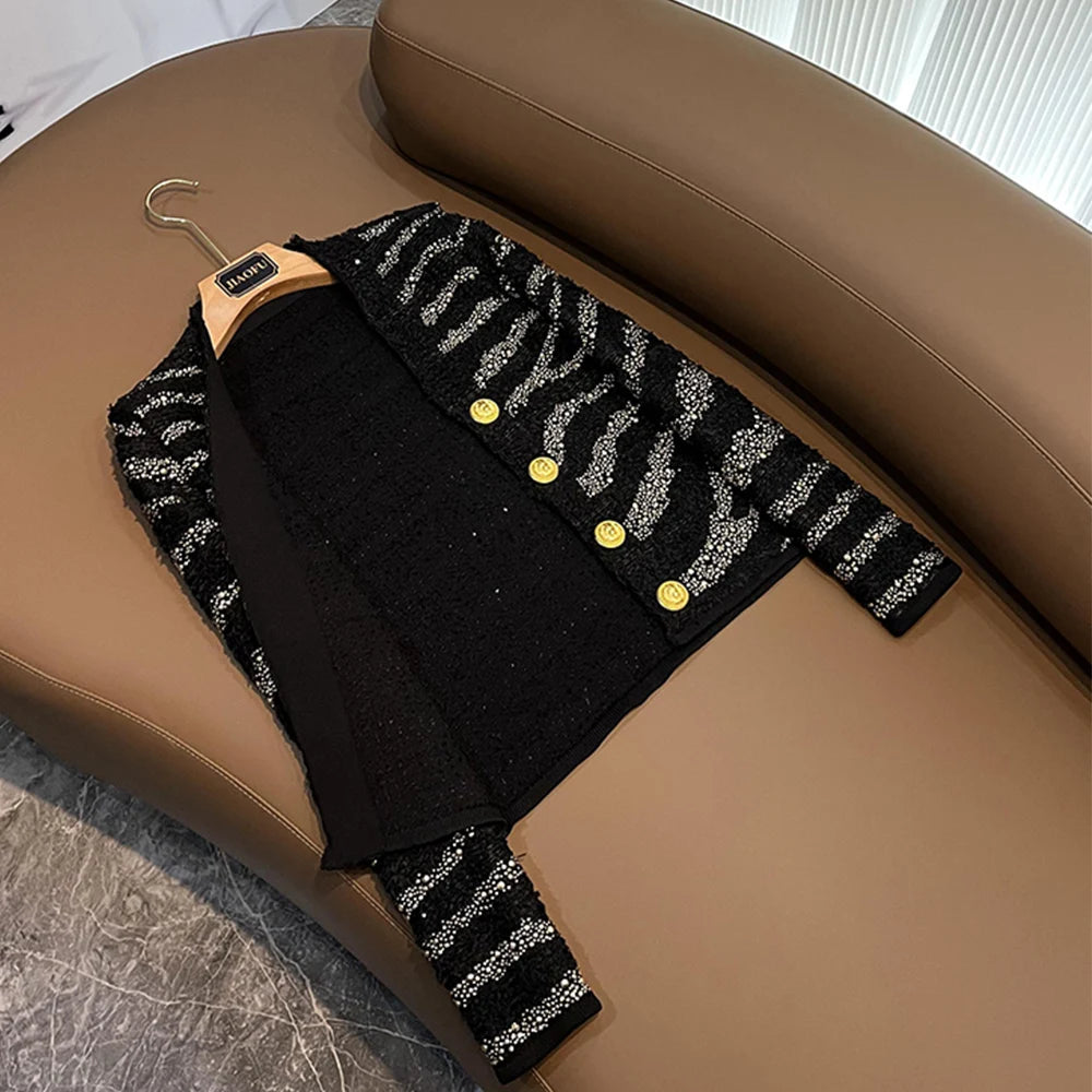 Completo tessuto elasticizzato perline applicate