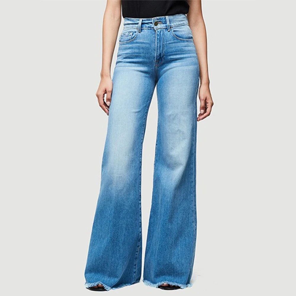 Jeans a vita alta gamba larga
