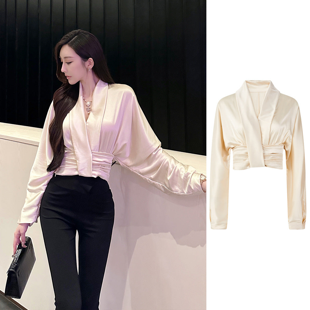 Camicetta corta tessuto lucido