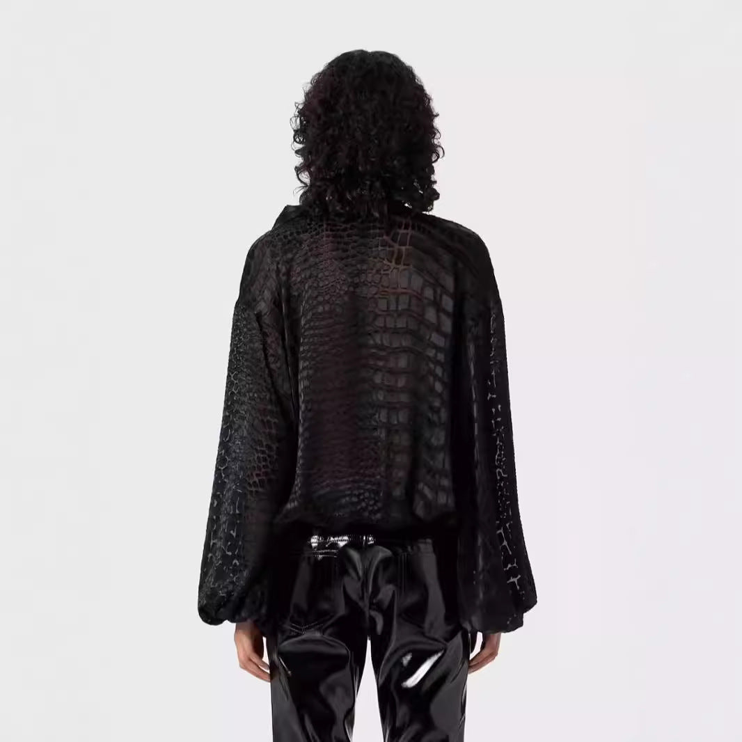 Camicia con scollo e collarino stampa cocco