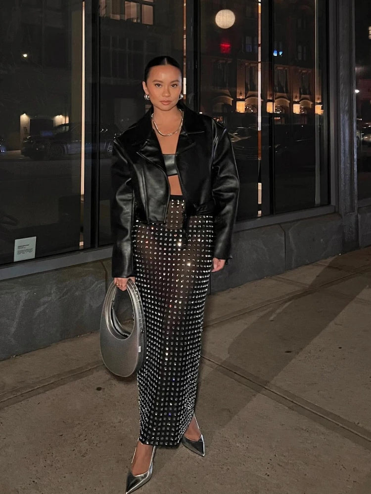 Gonna lunga a matita con strass