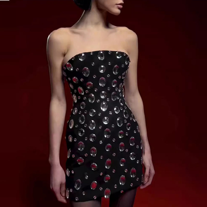 Mini abito bustier pietre applicate