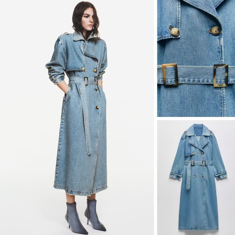 Trench coat in denim