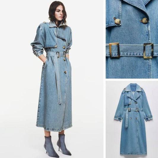 Trench coat in denim