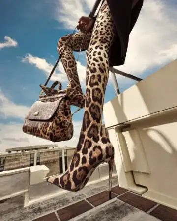 Stivale a calzino alto al ginocchio animalier