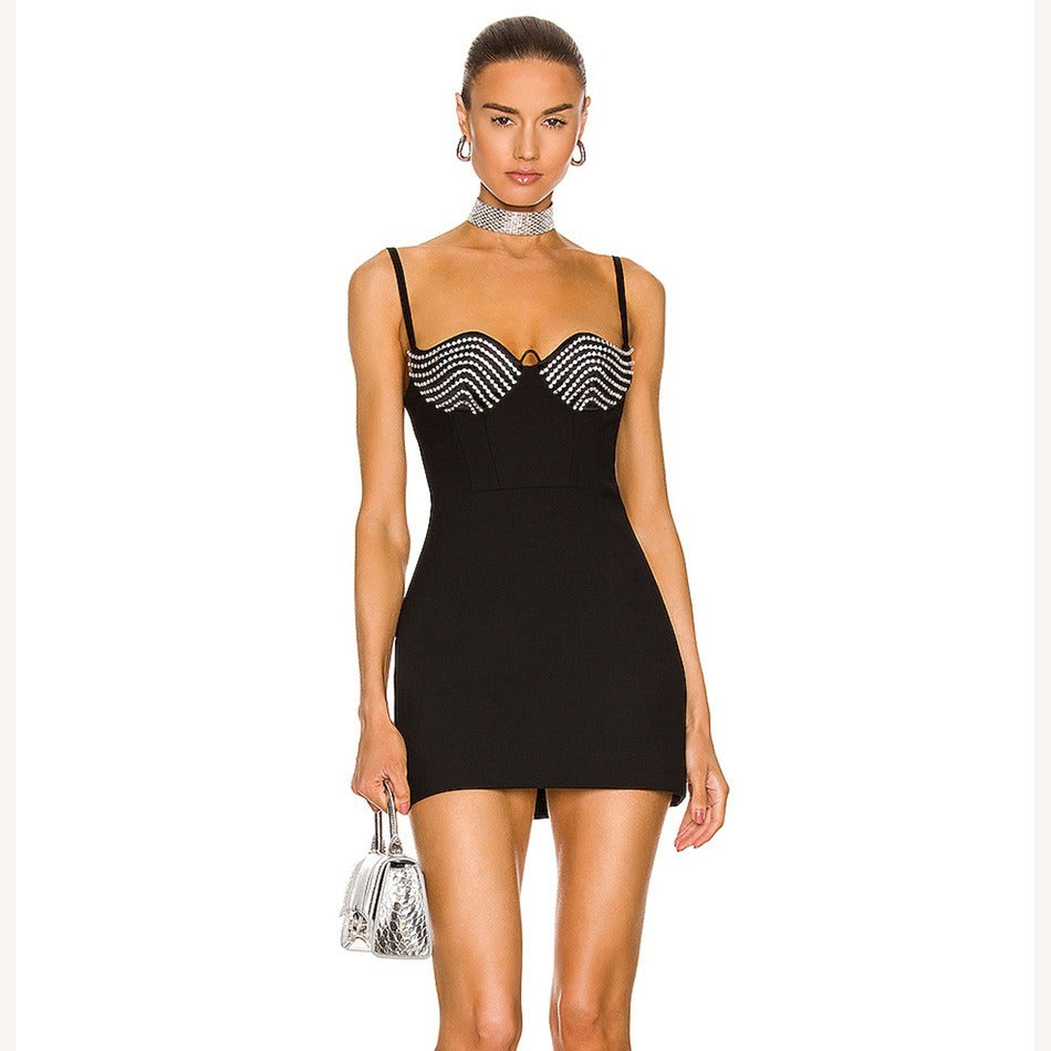 Abito mini coppe in strass