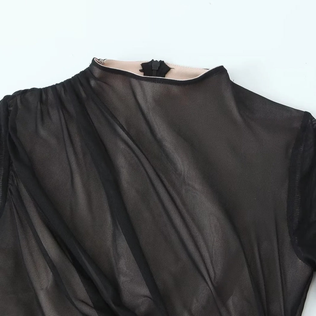 Body in velo con drappeggio