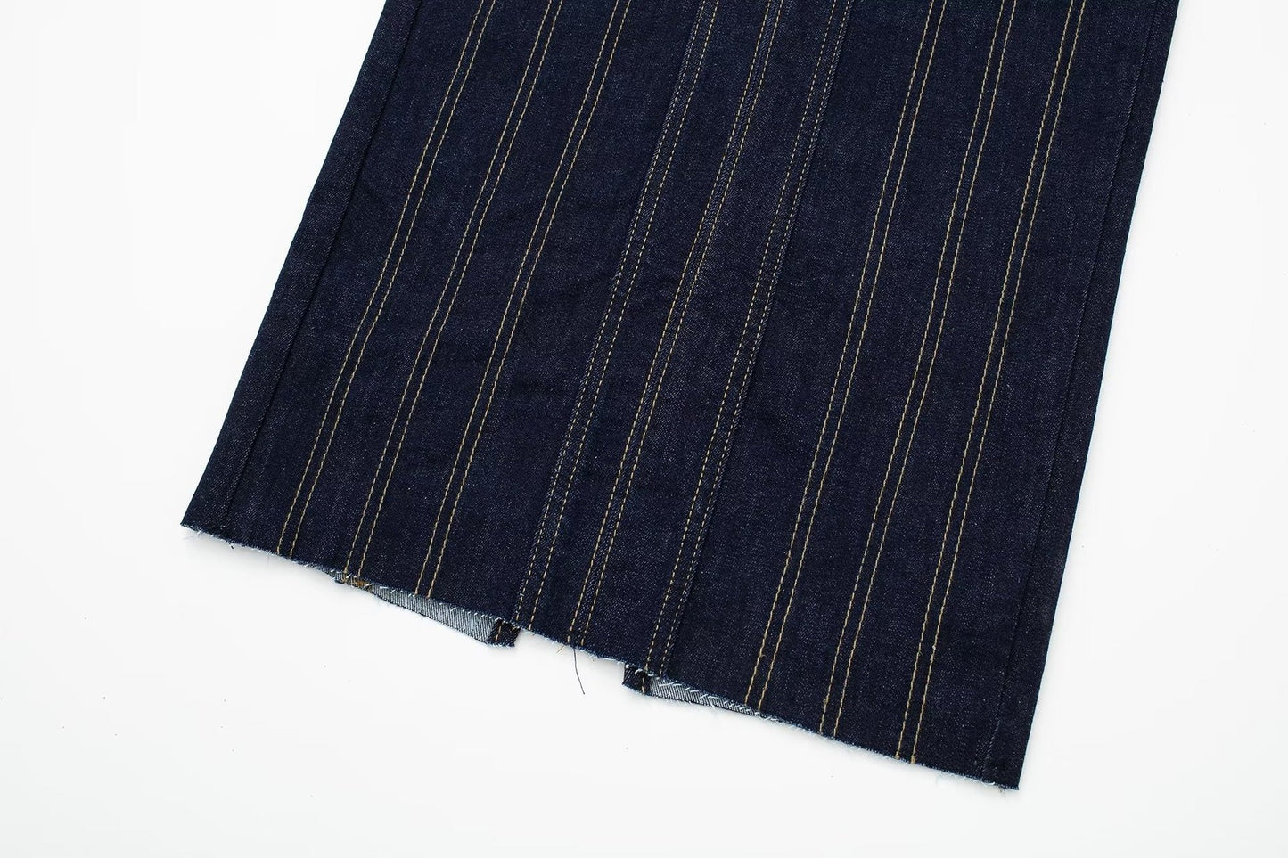 Abito lungo denim elasticizzato cuciture a contrasto