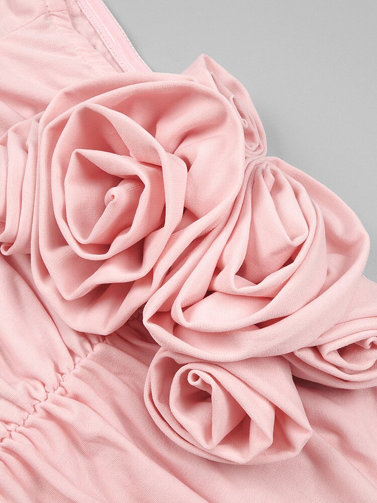 Mini abito drappeggiato rose applicate