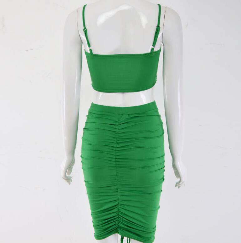 Completo top e gonna longuette arricciata Più colori