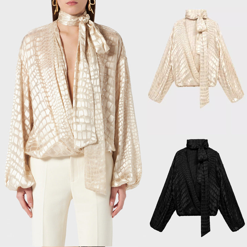 Camicia con scollo e collarino stampa cocco