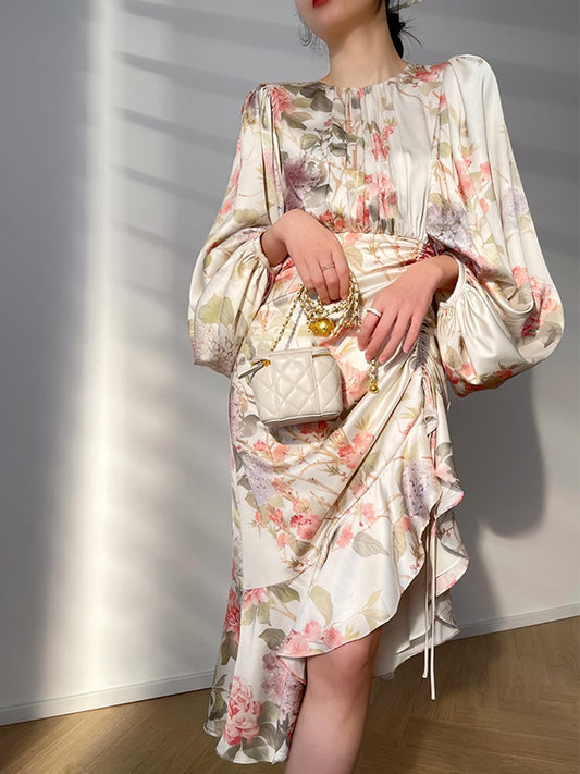 Abito drappeggiato floreal