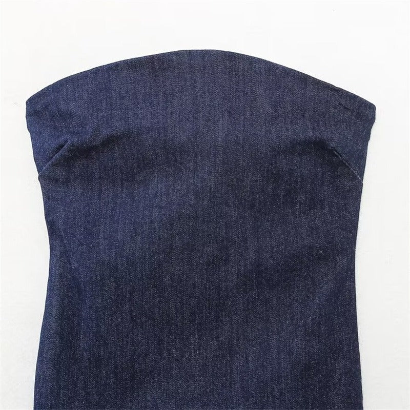 Abito lungo denim elasticizzato