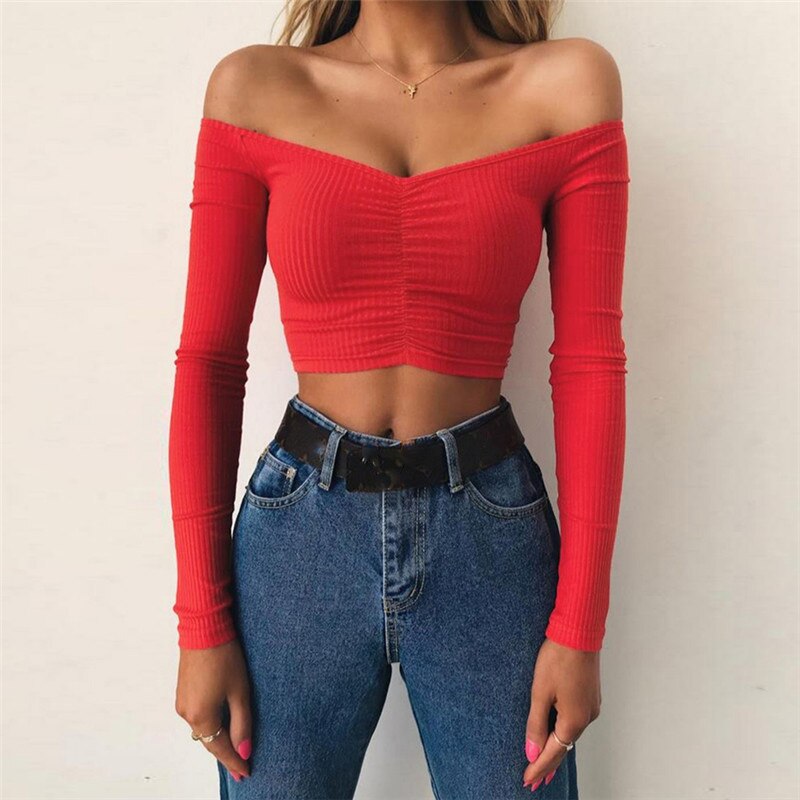 Top a costine spalle scoperte