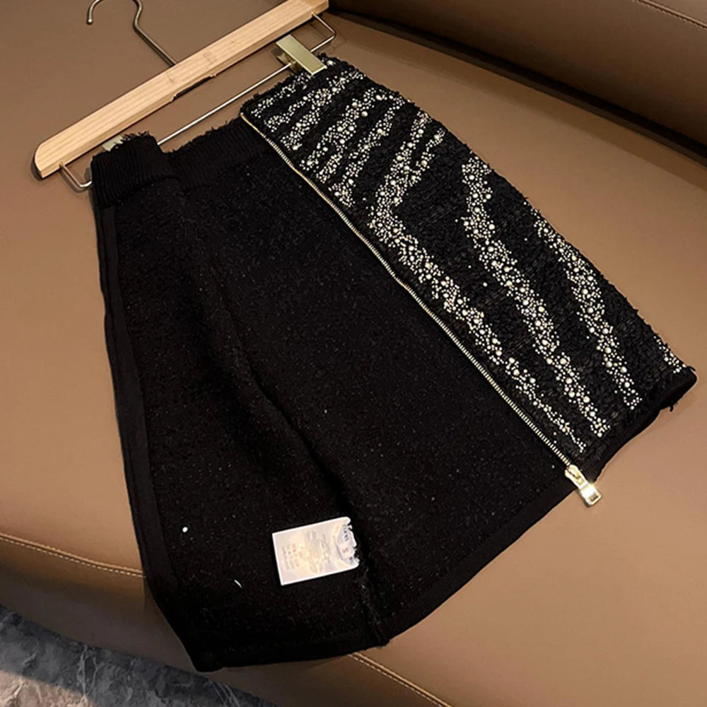 Completo tessuto elasticizzato perline applicate