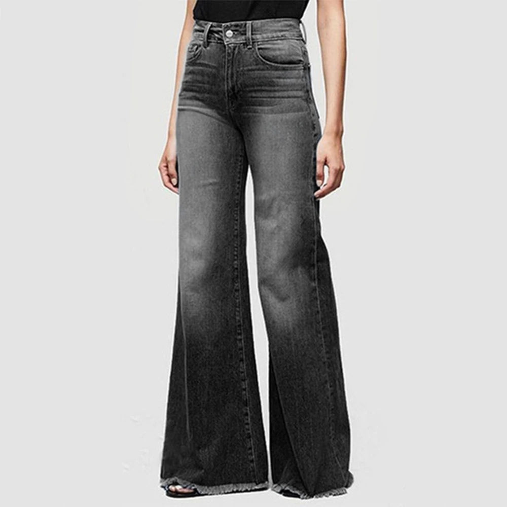 Jeans a vita alta gamba larga