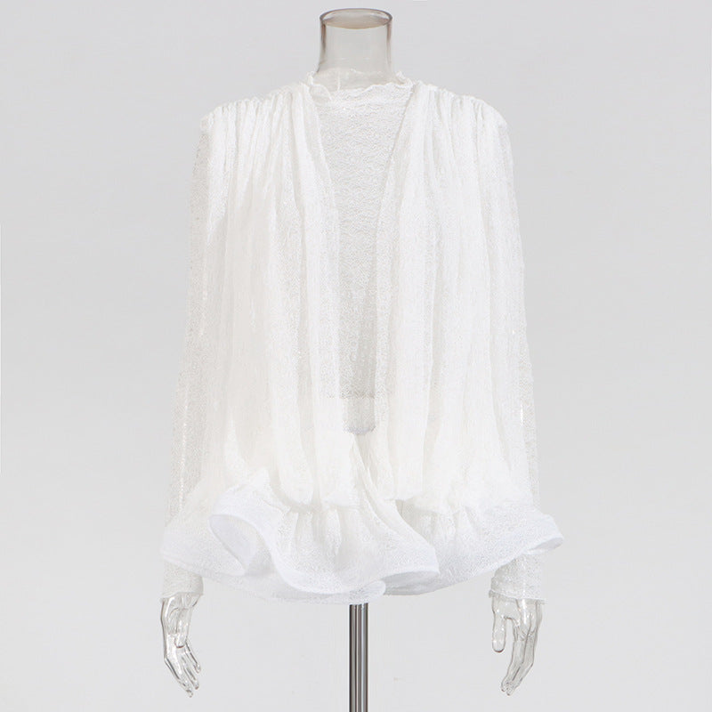 Mini abito svasato in micro rete