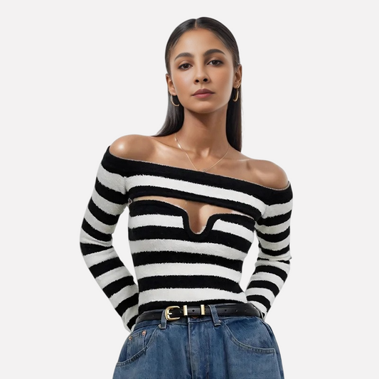 Maglia righe spalle scoperte