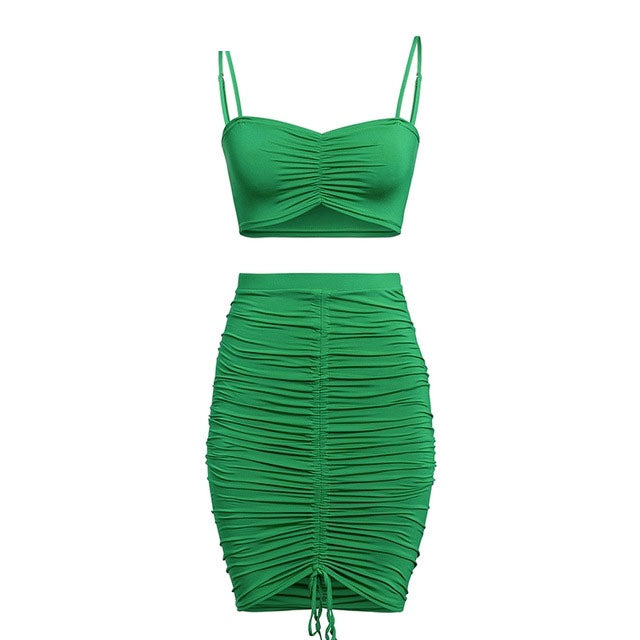 Completo top e gonna longuette arricciata Più colori