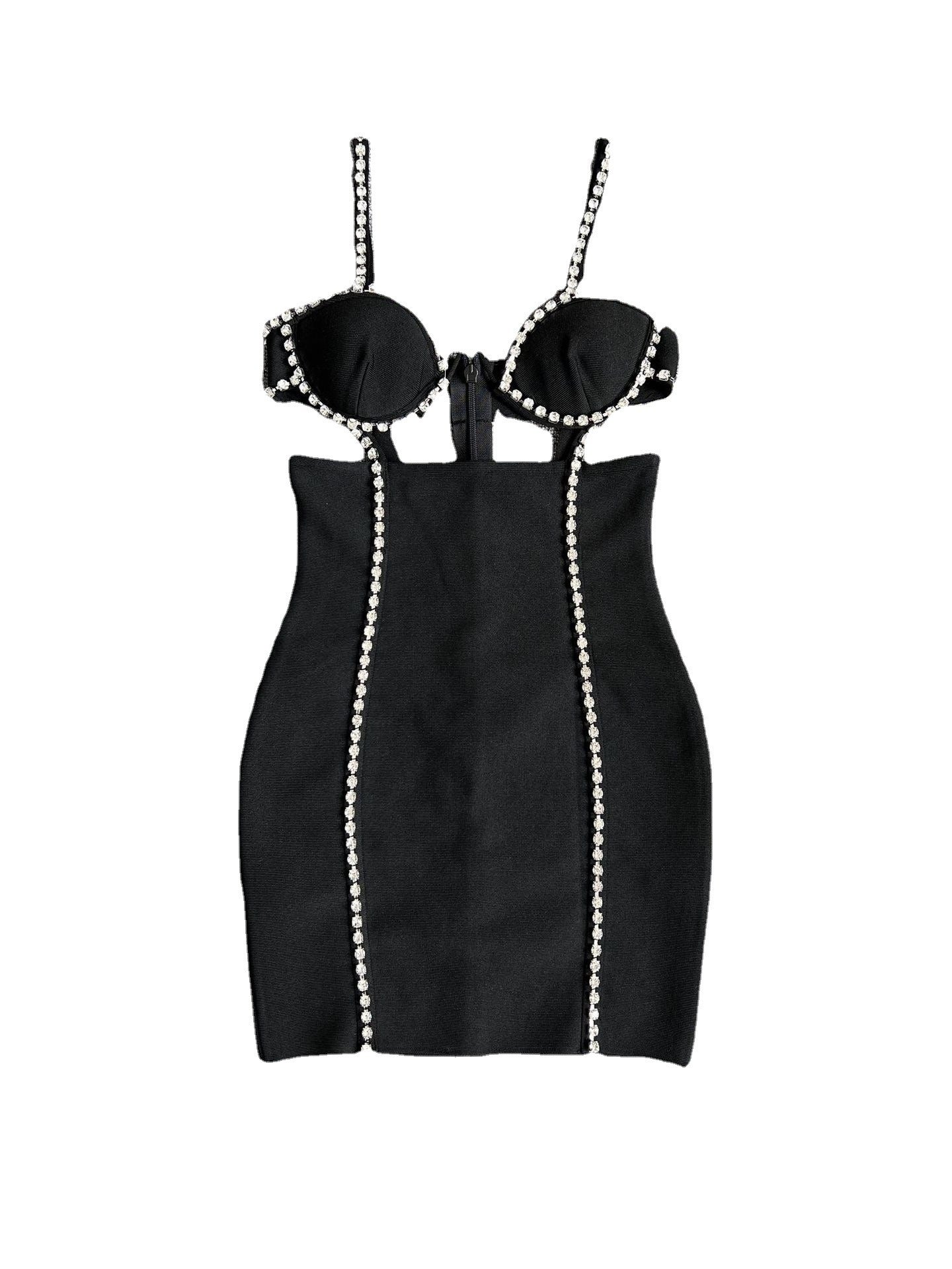 Mini abito con coppe e borchie