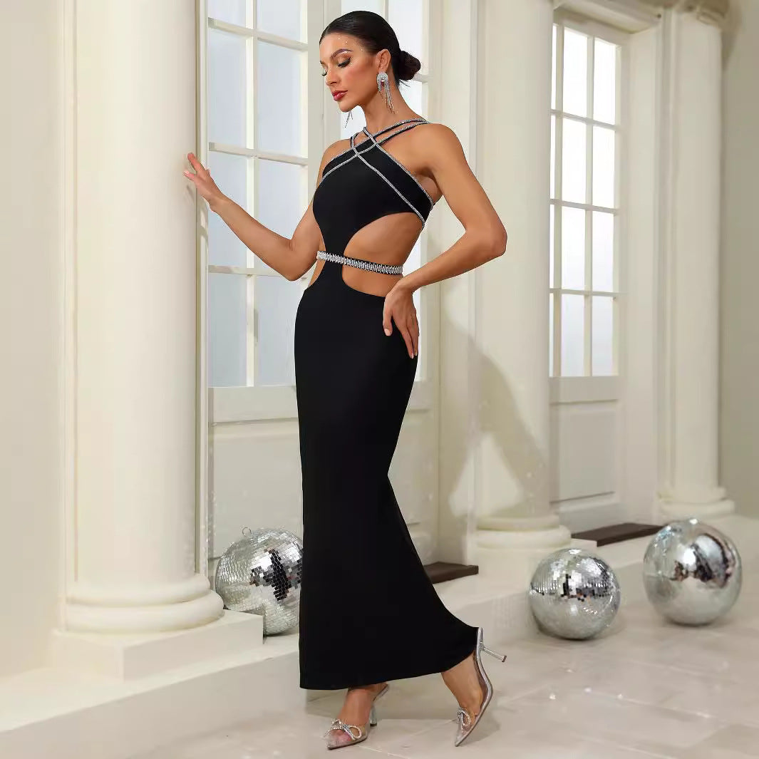 Abito lungo bandage con cut-out