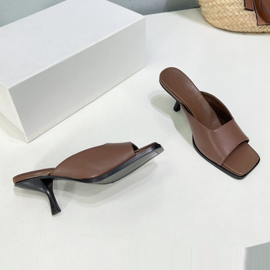 Sabot in pelle base quadrata