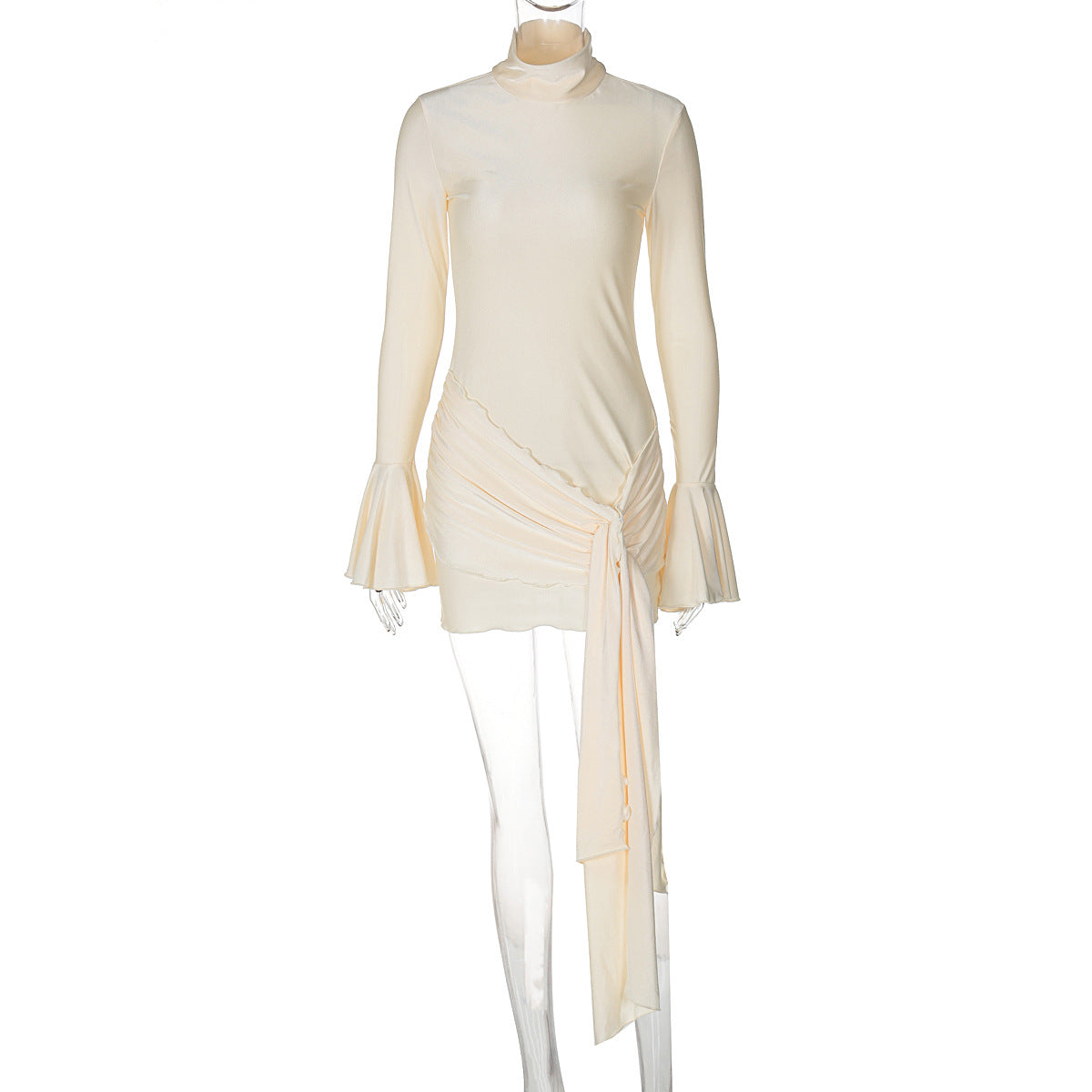 Abito tessuto lucido manica a campana