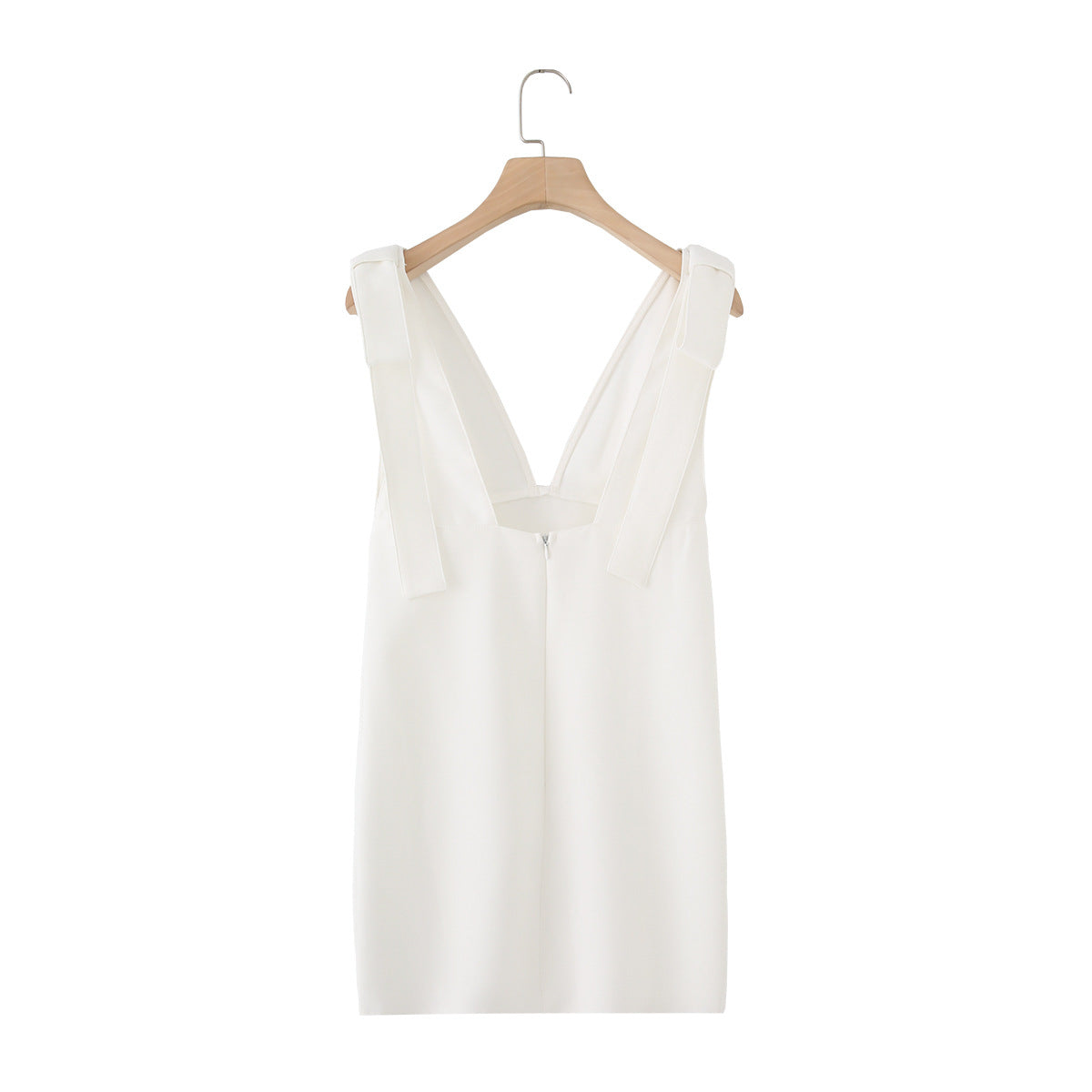 Abito corto scollo a V e fiocco