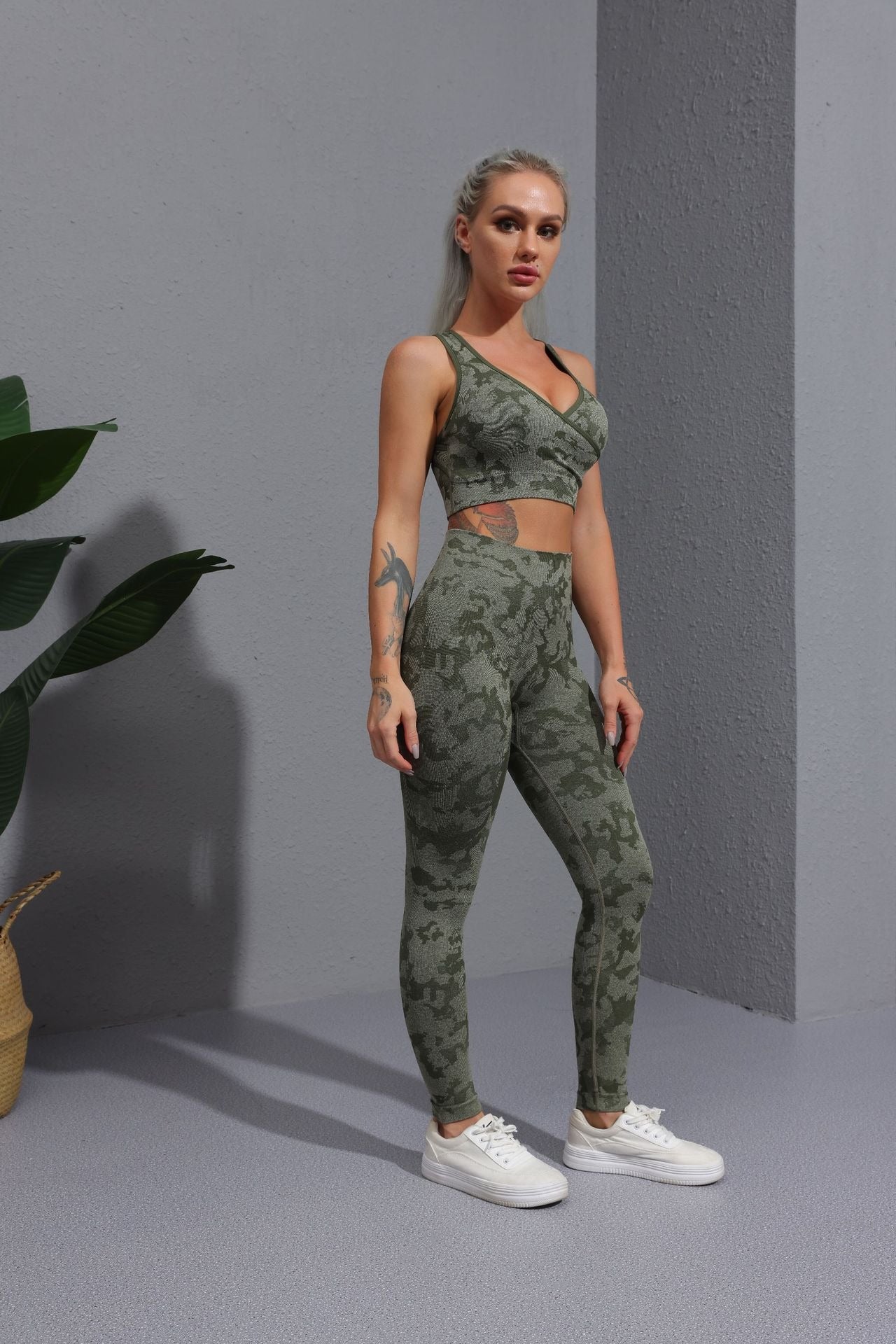Fitness completo top e leggins camouflage