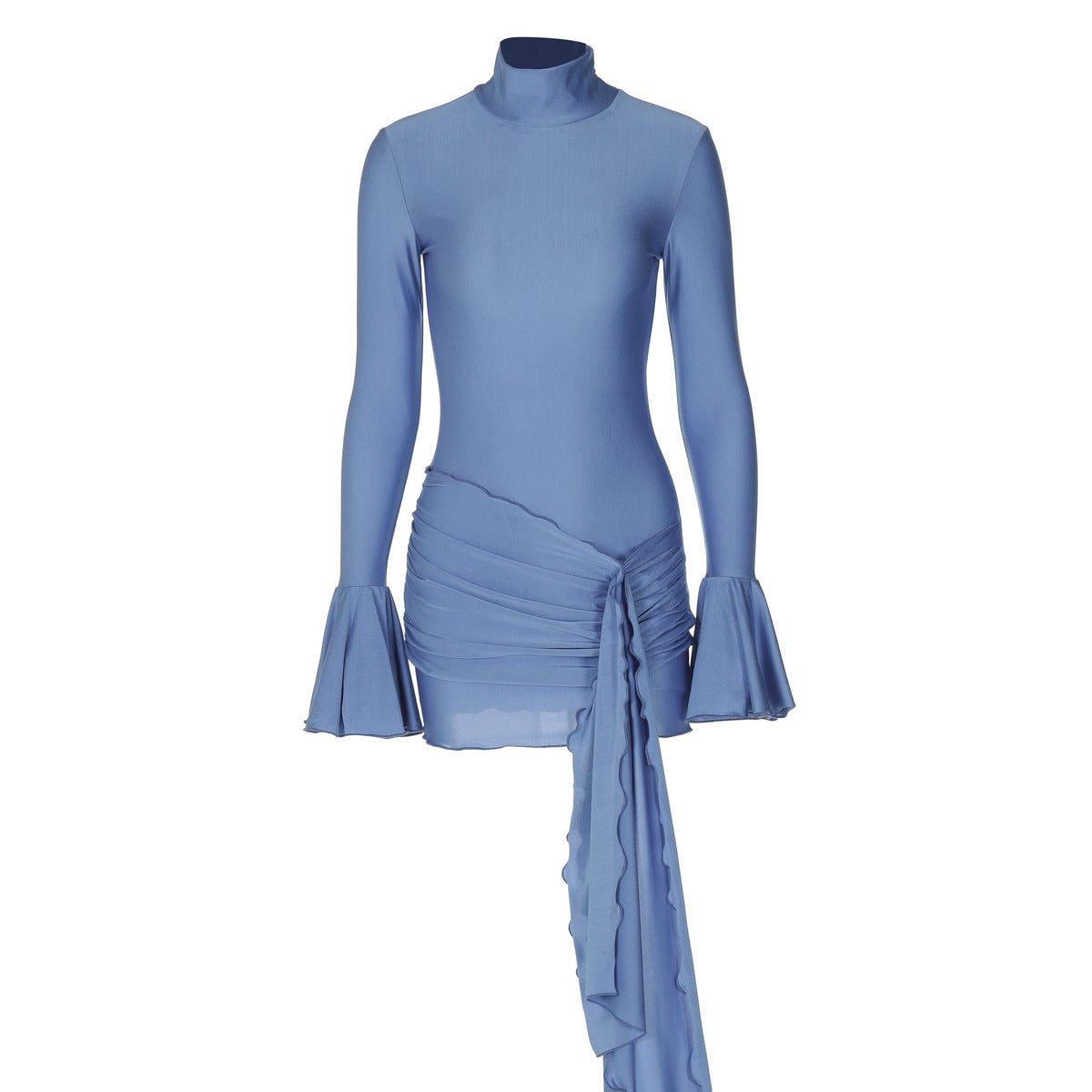 Abito tessuto lucido manica a campana