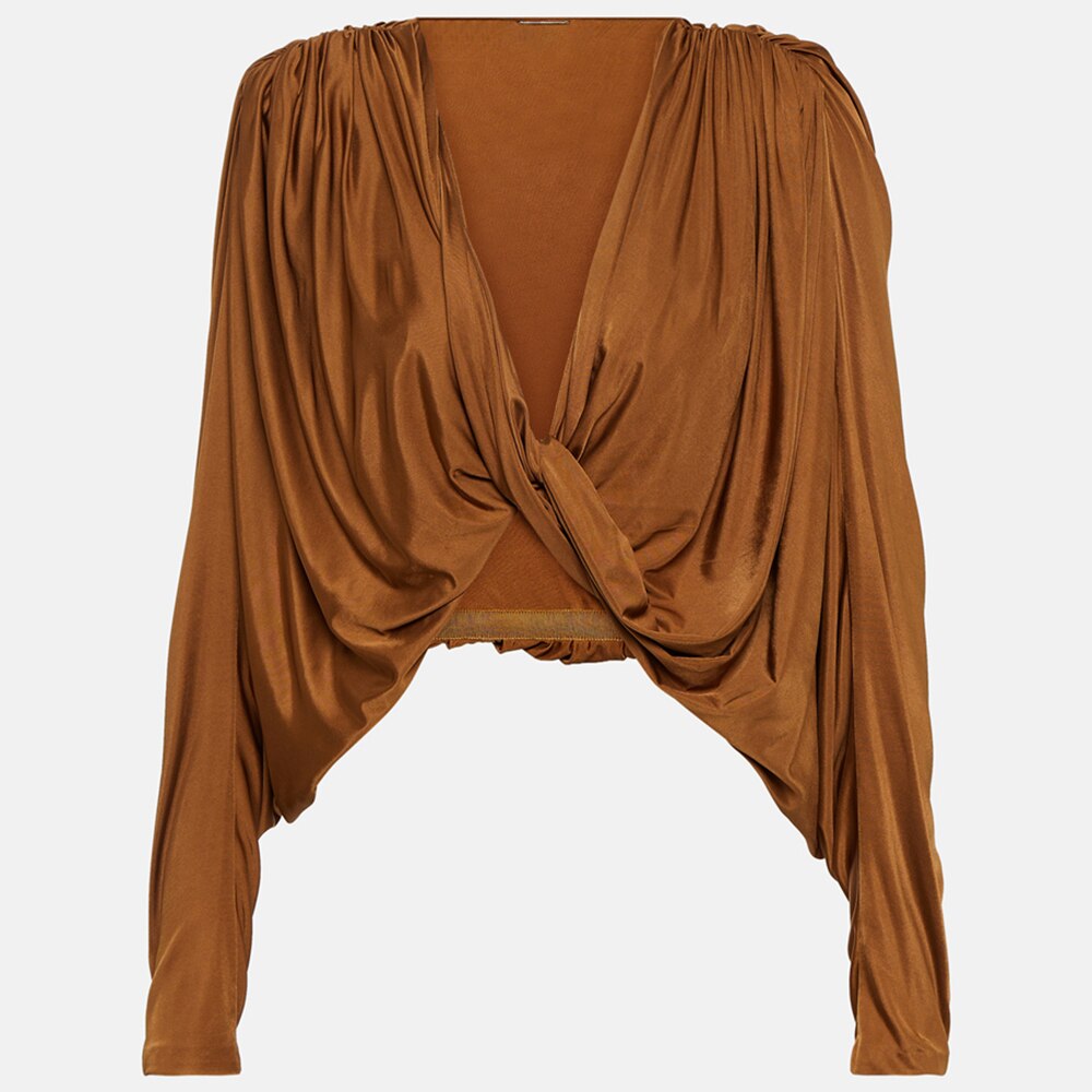 Top drappeggiato morbido tessuto lucido