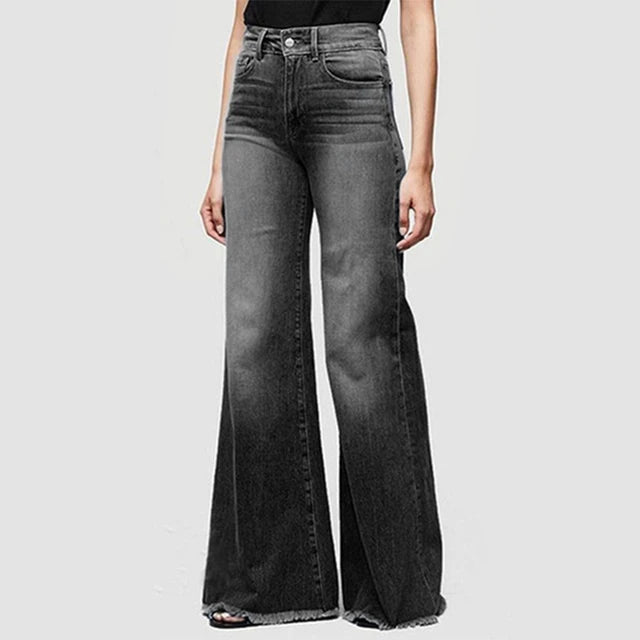 Jeans a vita alta gamba larga