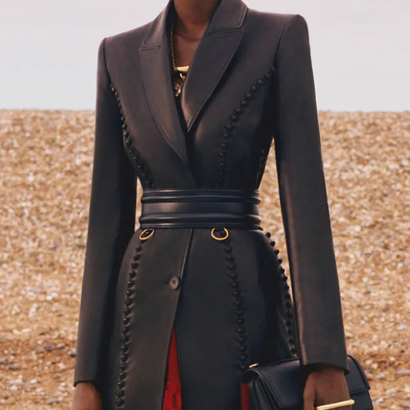 Cintura vita alta in vera pelle doppia fibbia