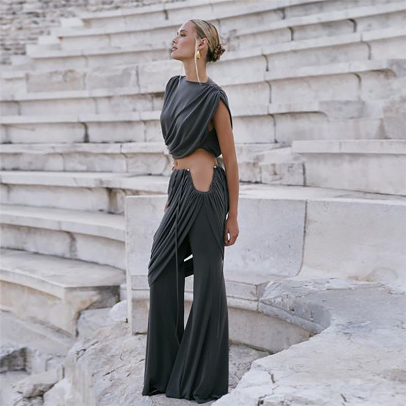 Completo top e pantalone drappeggiato