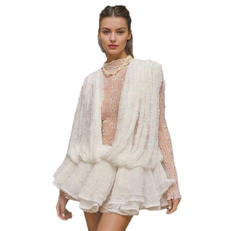 Mini abito svasato in micro rete